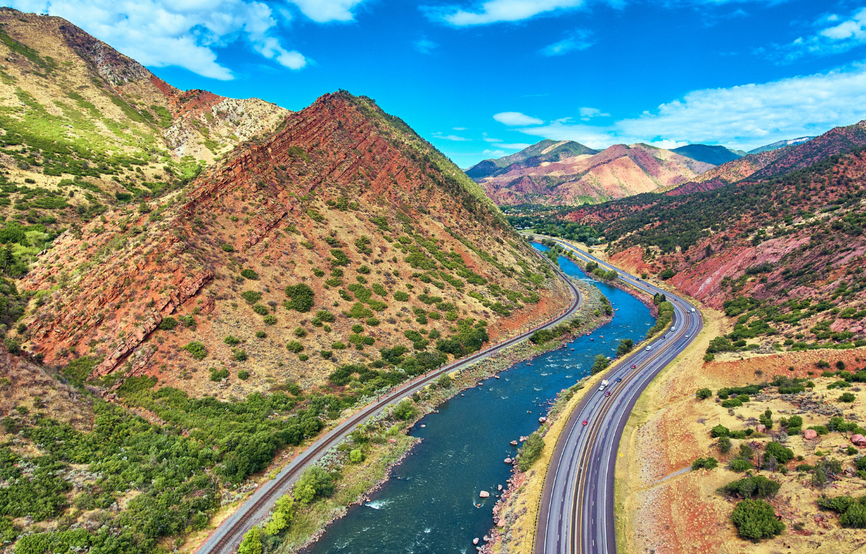 aerial view of the upper colorado river near Kremling